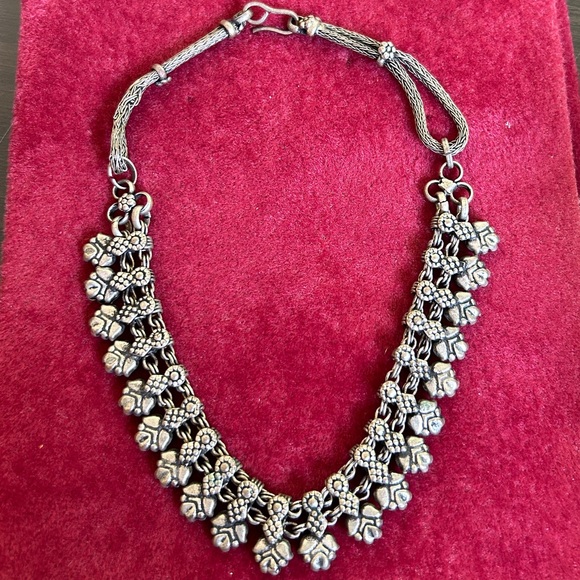 Gorgeous Vintage Antique Rajasthani Necklace Ethnic Silver Choker Oxidized Metal - Picture 2 of 6